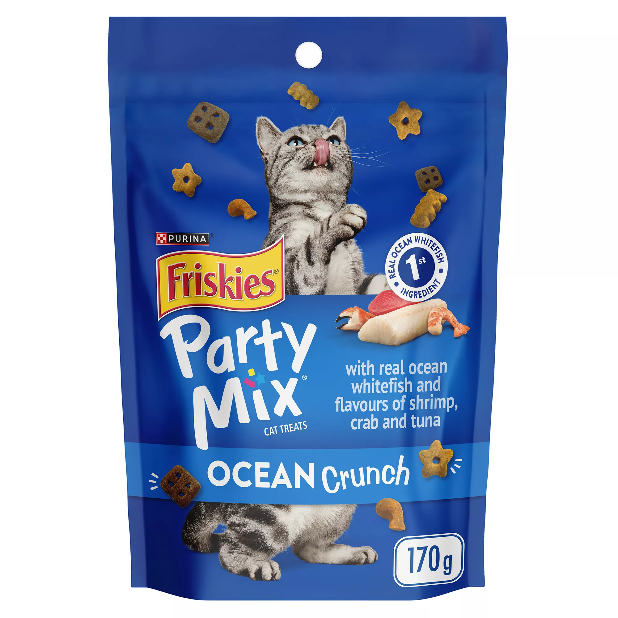 Purina® Friskies® Party Mix&trade; Ocean Crunch Cat Treat - Ocean Whitefish, Shrimp, Crab & Tuna