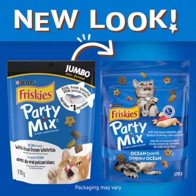 Product Purina® Friskies® Party Mix™ Ocean Crunch Cat Treat - Ocean Whitefish, Shrimp, Crab & Tuna