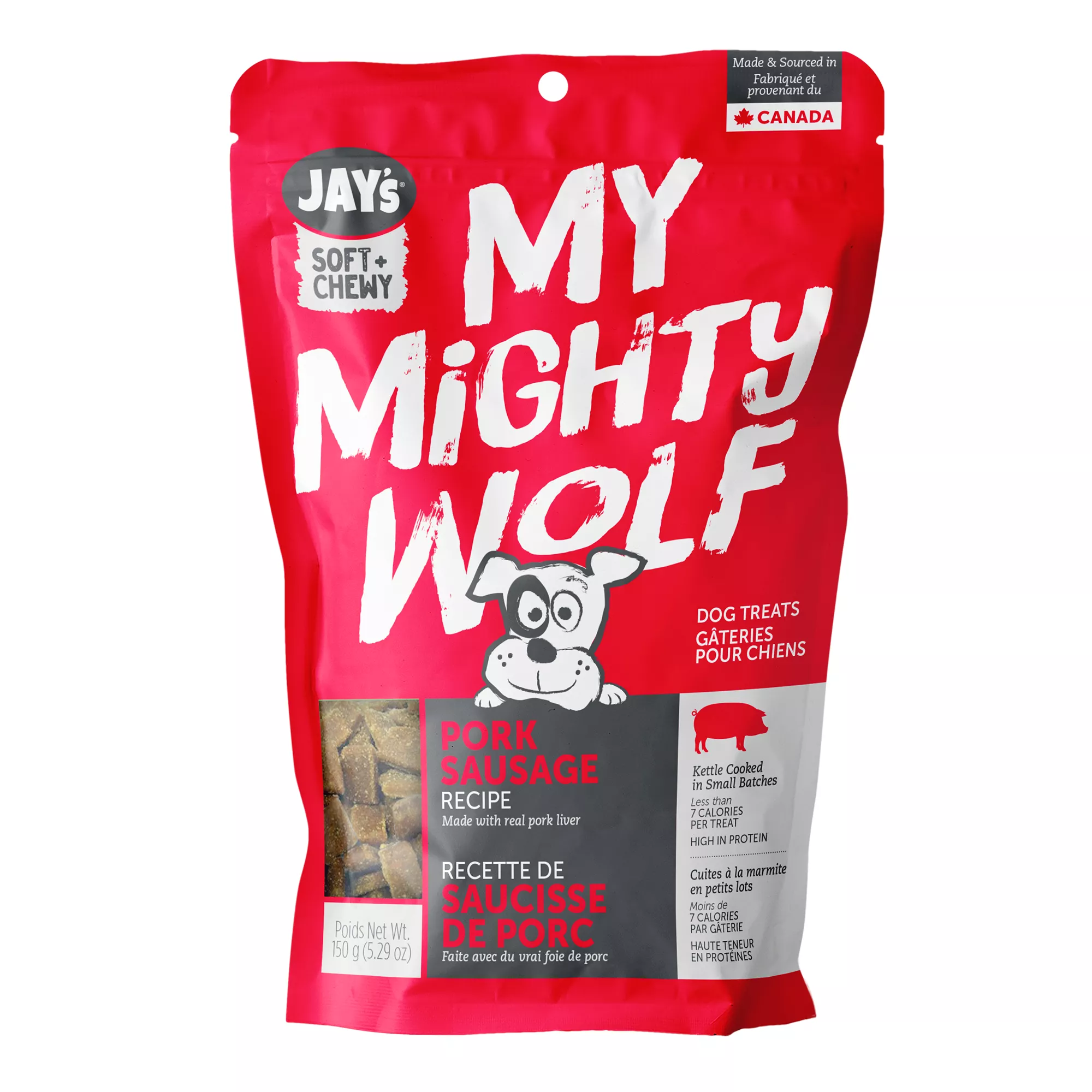 Waggers&trade;My Mighty Wolf Dog Treat - Natural, Grain Free, Pork Sausage