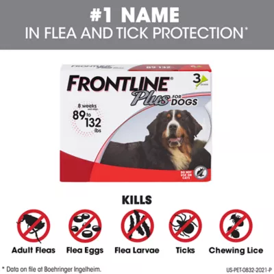 Frontline Plus Flea Tick Dog Treatment 89 132 lbs