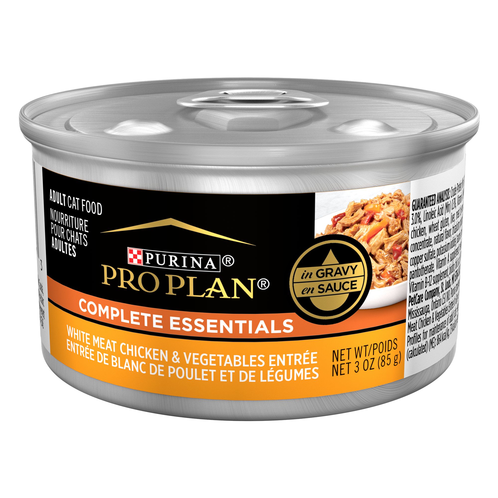 Purina Pro Plan White Meat Chicken Vegetable Entree in Gravy Adult Wet Cat Food 3 oz. Can