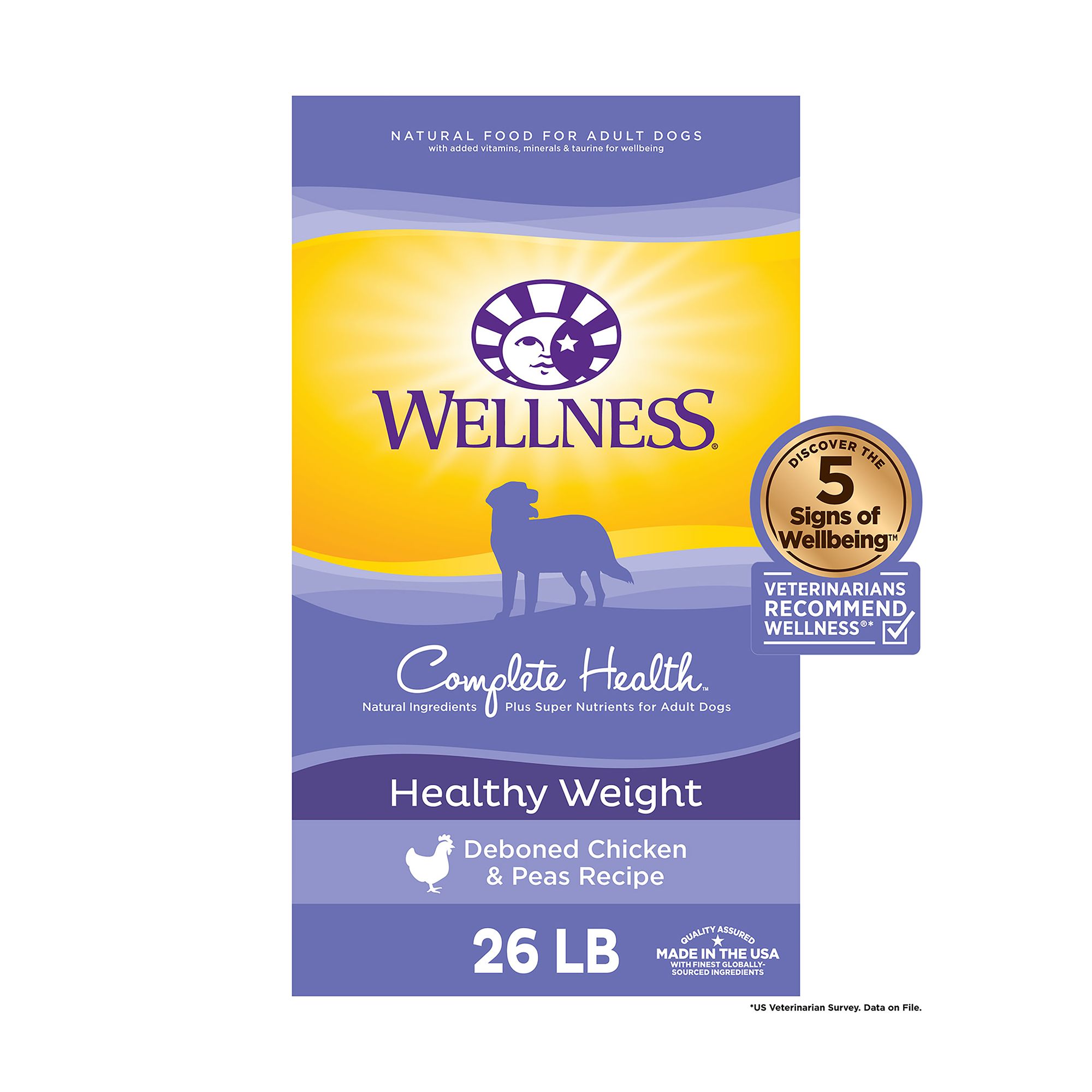 Wellness Complete Health Healthy Weight Chicken Peas Dry Dog Food 26 lb