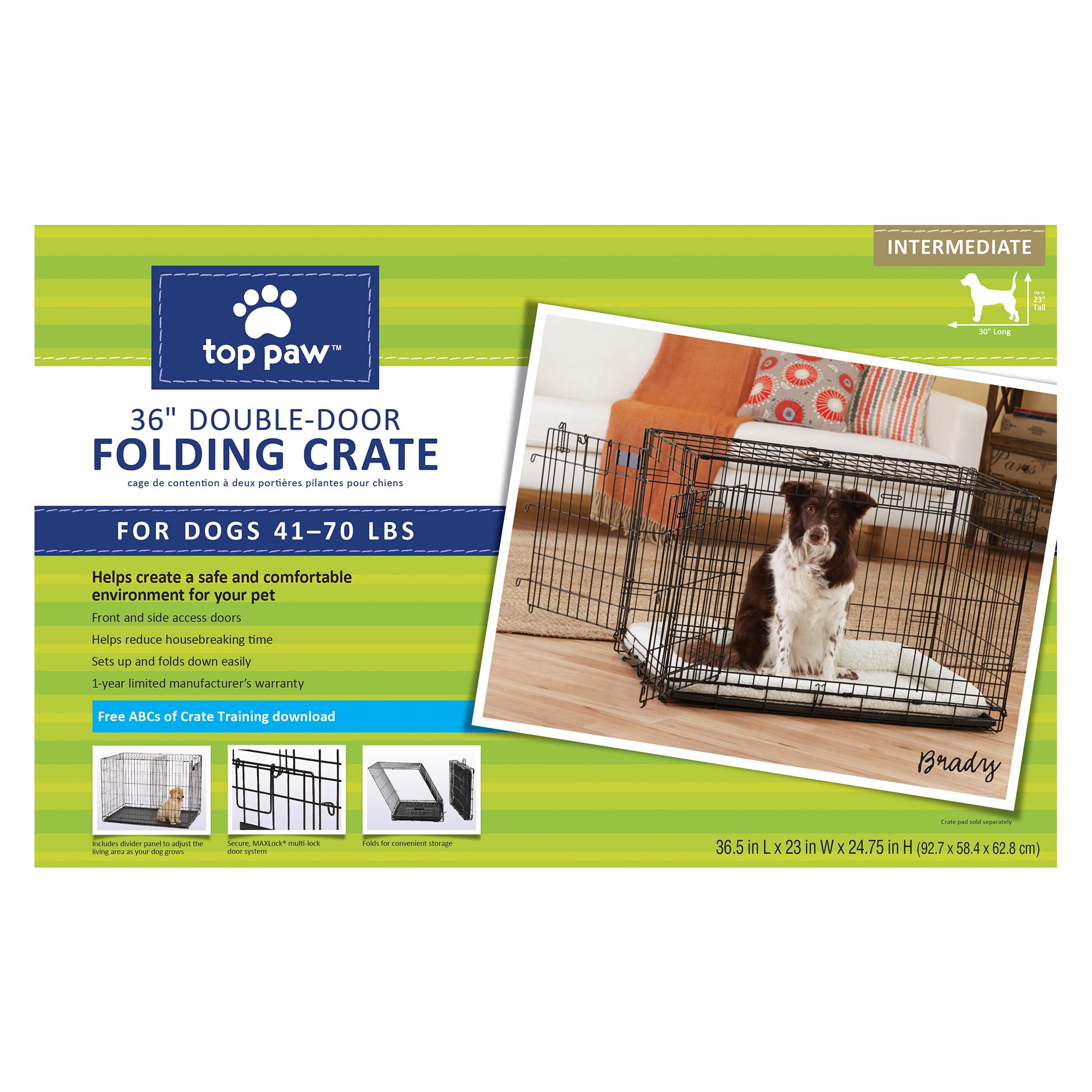 Top Paw 36 inch Wire Dog Crate Double 