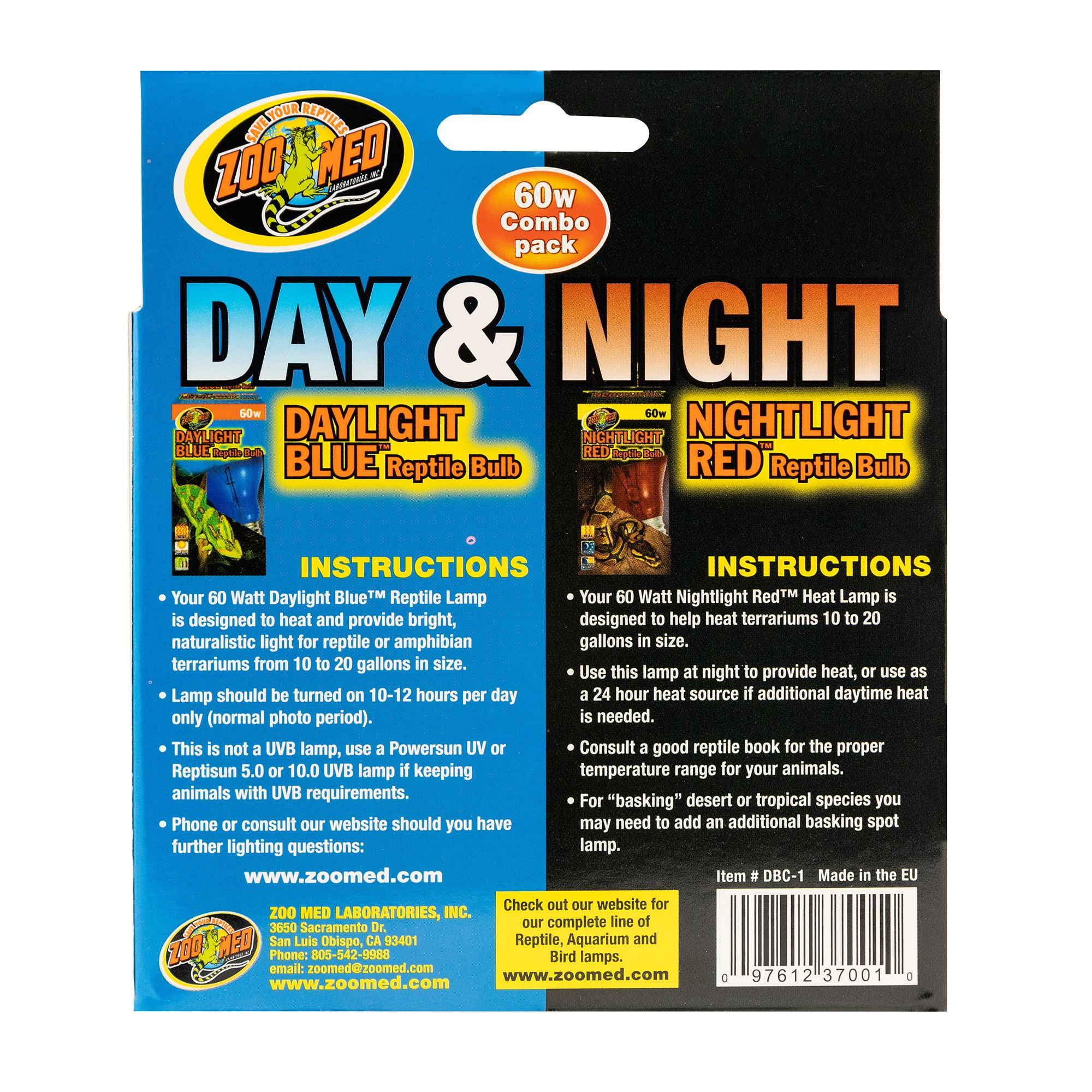 Zoo Med Day & Night Combo Pack Reptile Bulbs Terrarium Lighting Combo - 60 watt - thumbnail 3
