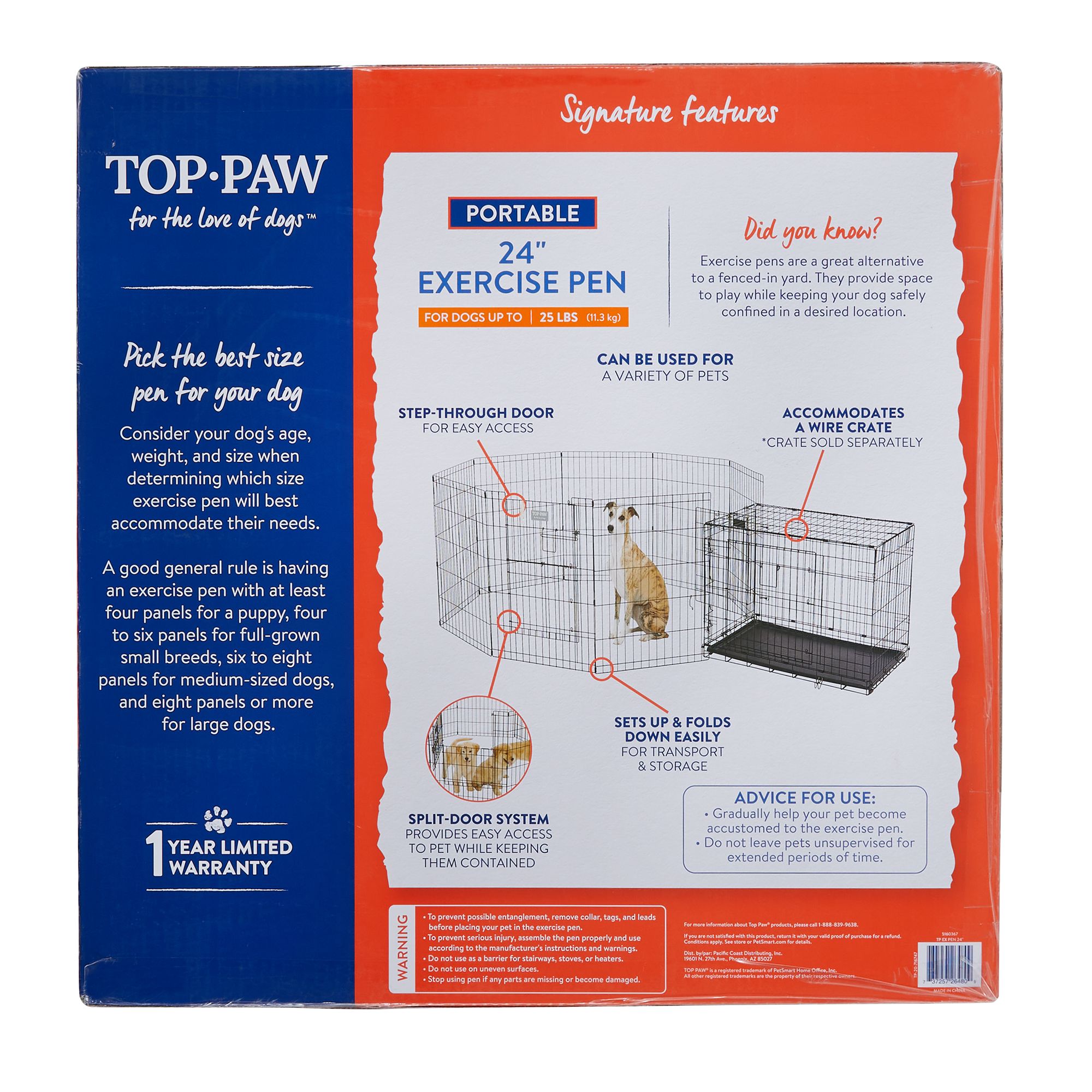 top paw 36 inch split door exercise pen