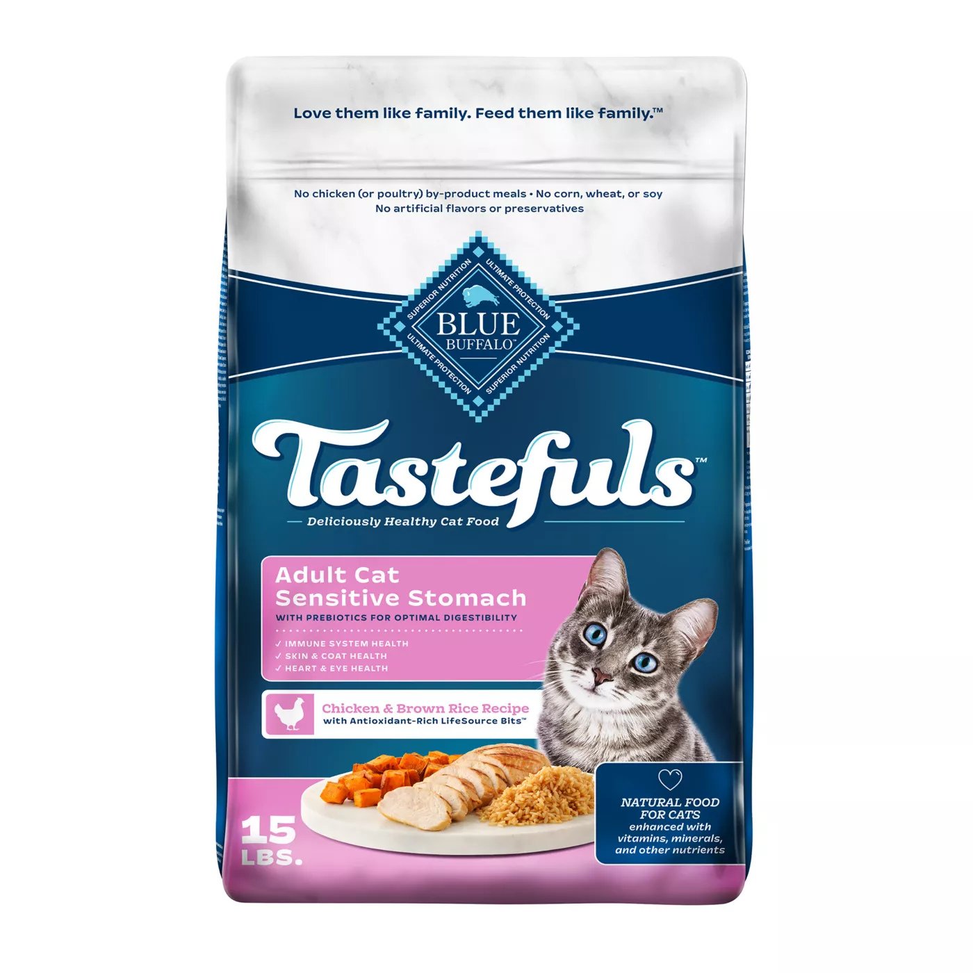 Blue Buffalo Tastefuls Sensitive Stomach Adult Dry Cat Food Natural Chicken