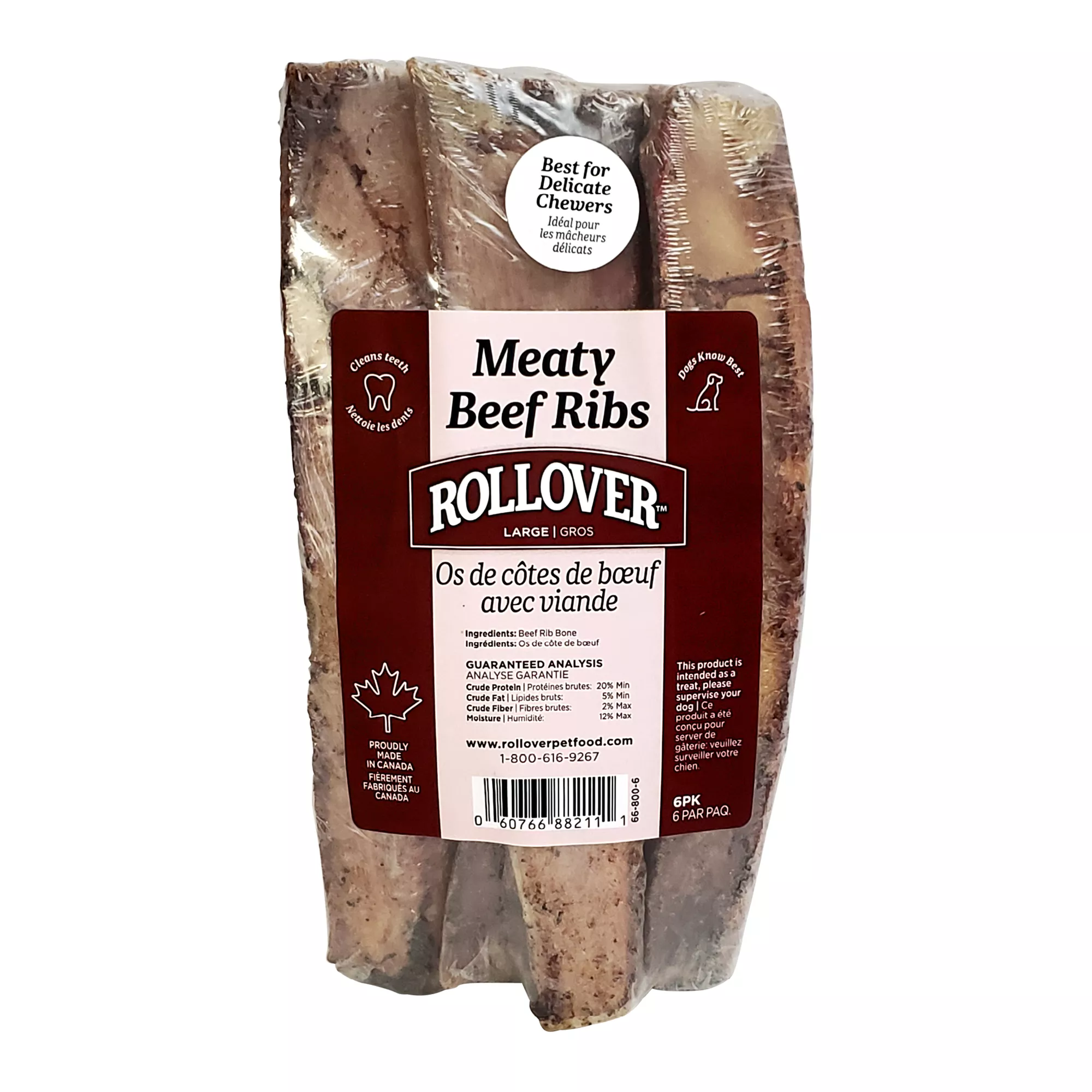 Rollover Meaty Beef Ribs Dog Treat - Large