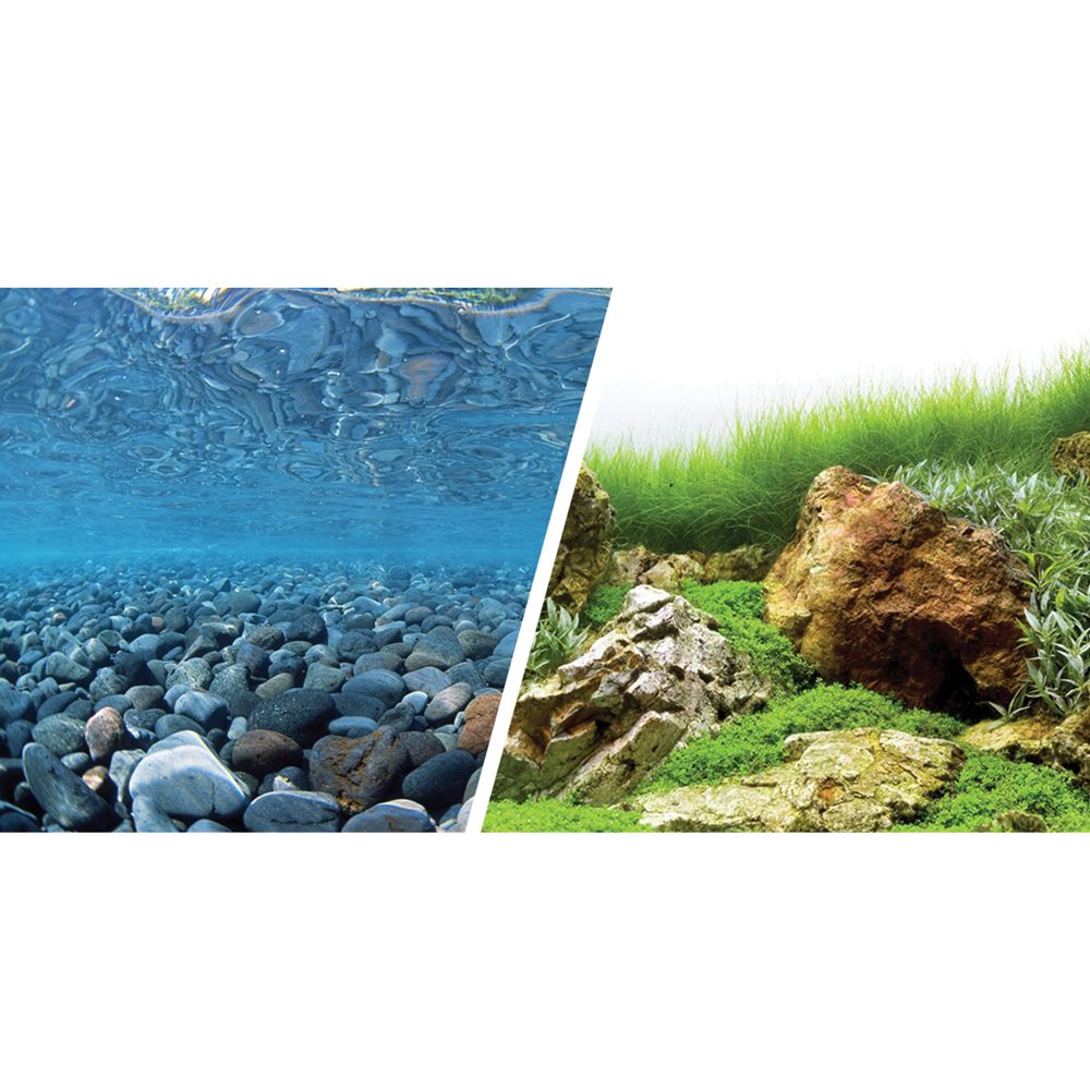 Marina\u00ae Reversible Precut River Rock \u0026 Sea of Green Aquarium Background  fish Backgrounds 