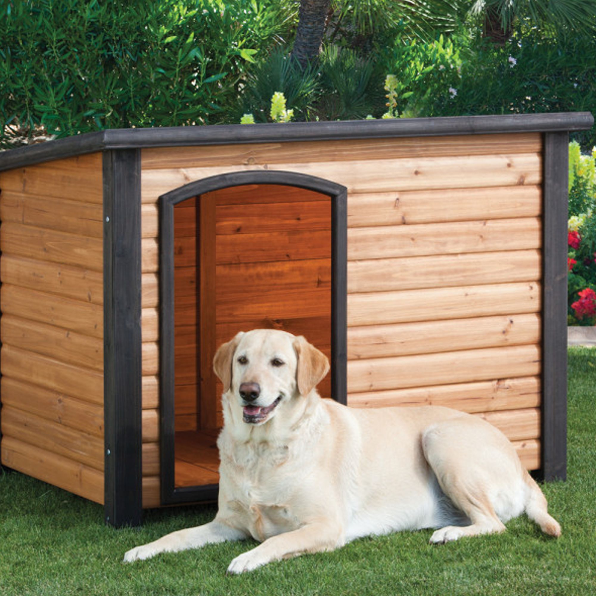 top paw log cabin dog house