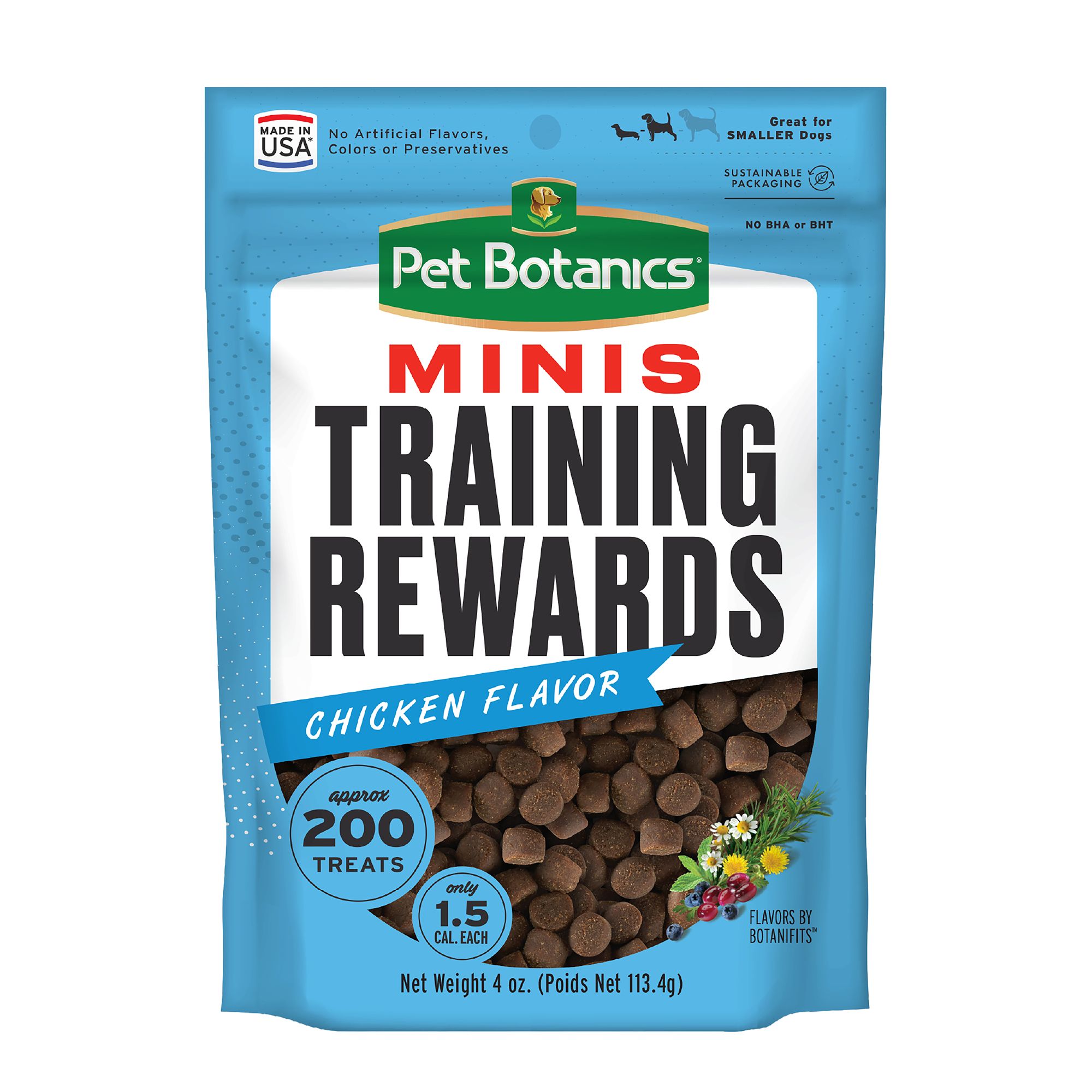 Pet Botanics Training Rewards Mini Dog Treats Chicken 4 oz packet