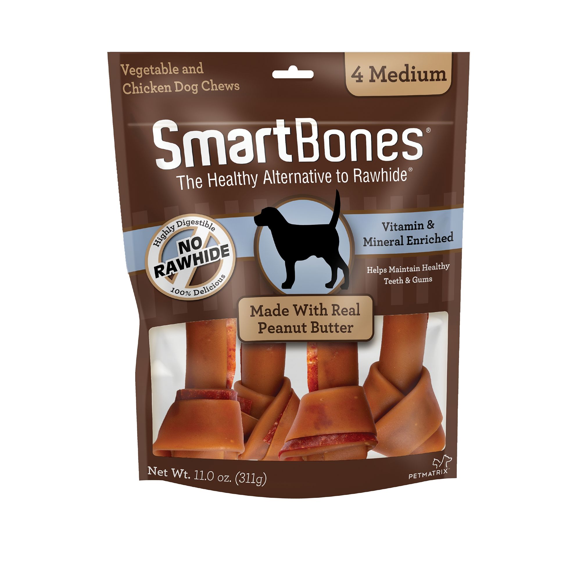 Petmatrix Smartbones Peanut Butter Dog Chew Treat Rawhide Dental Care