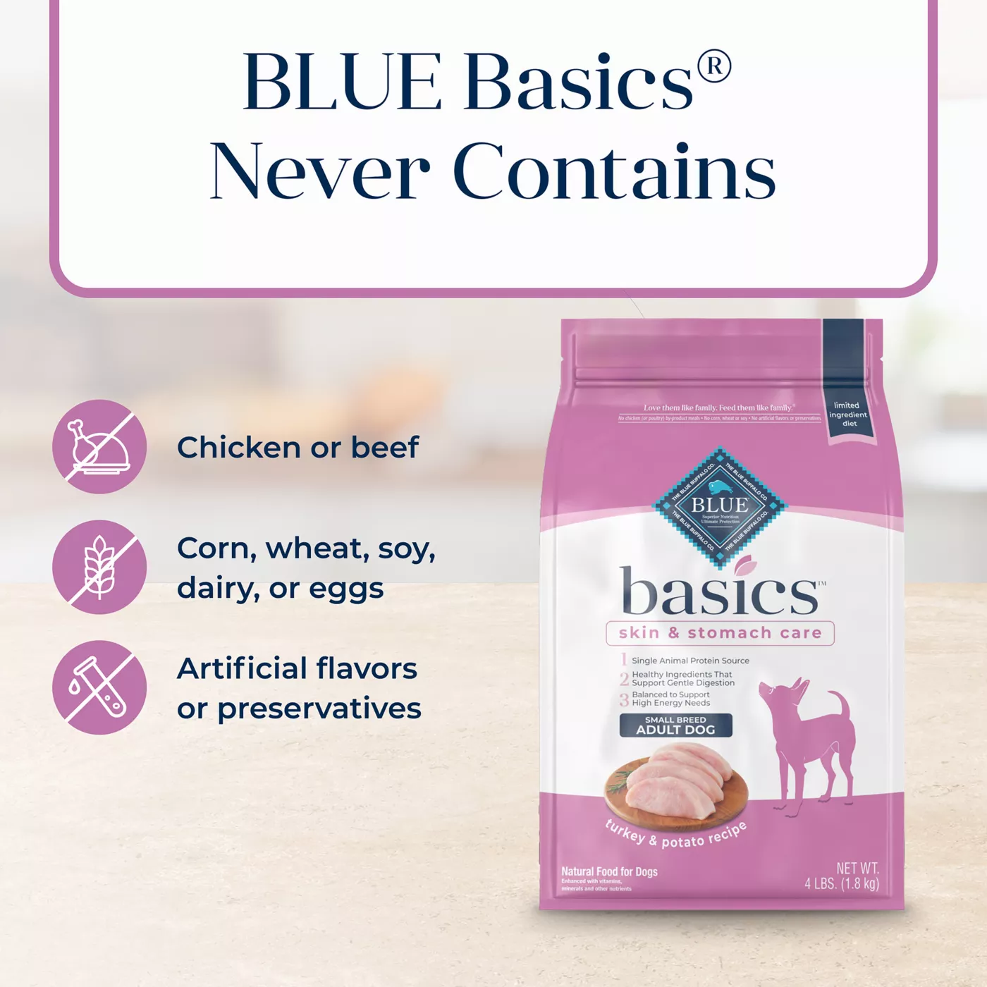 Blue Buffalo Basics Skin Stomach Care Small Breed Adult Dog Dry Food Turkey Potato 4