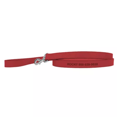 Personalized 6ft Leather Dog Lead 1 in Red