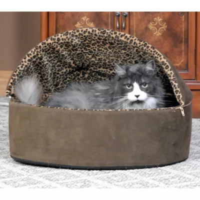 Product Thermo-Kitty Bed™ Deluxe Hooded Leopard Heated Cat Bed