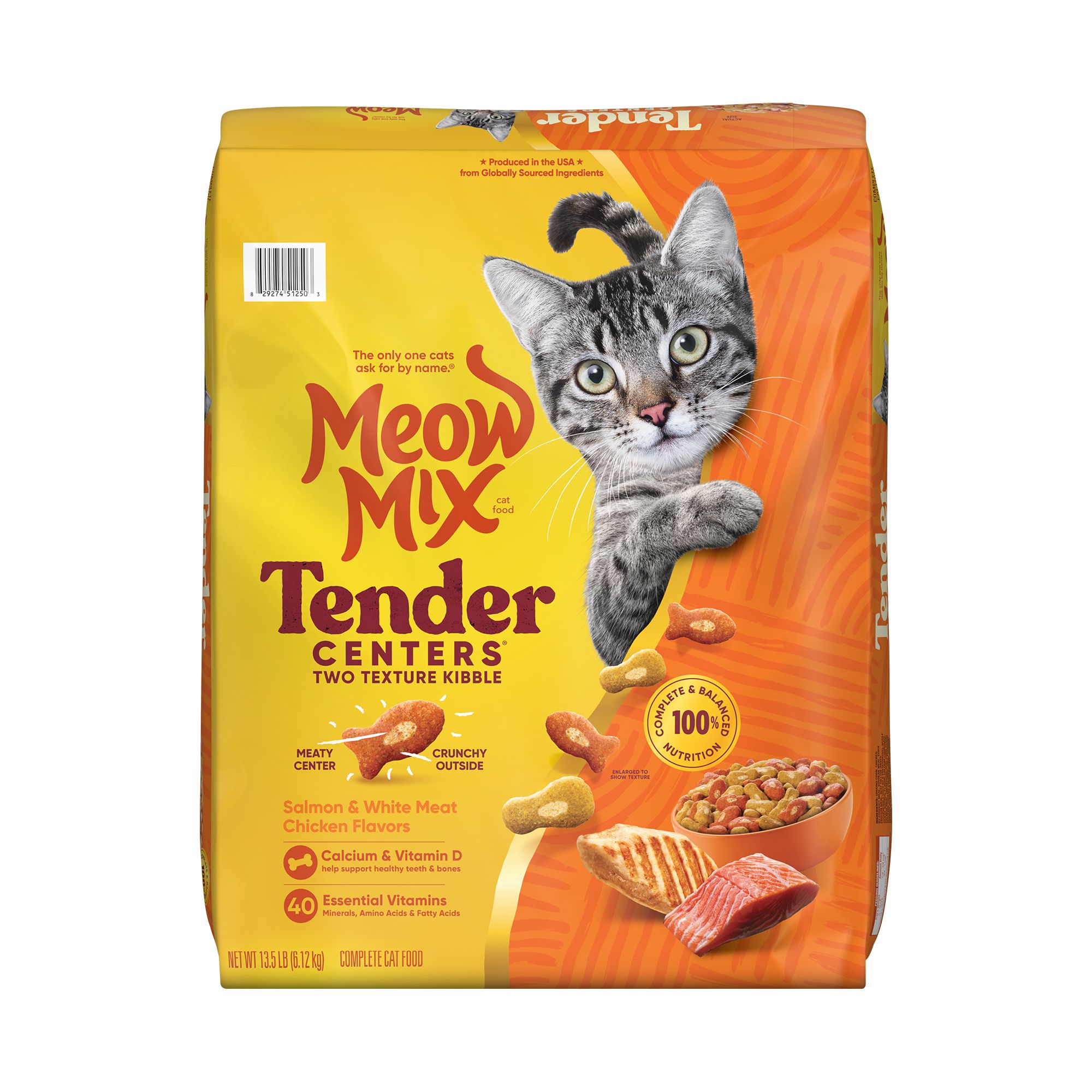 Meow Mix Tender Centers Dry Cat Food All Ages Salmon Chicken