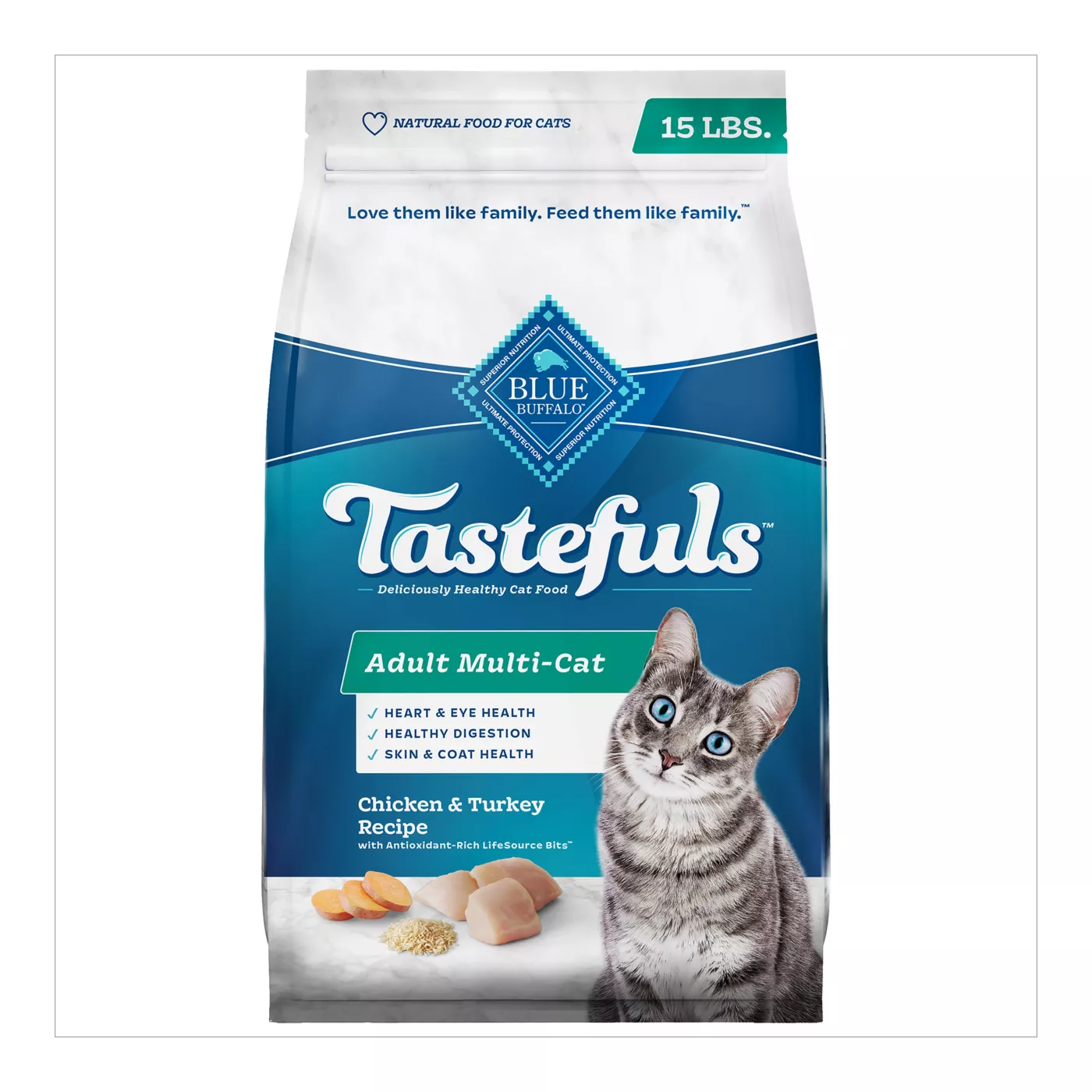 Blue Buffalo Tastefuls Adult Dry Cat Food Natural Chicken Turkey