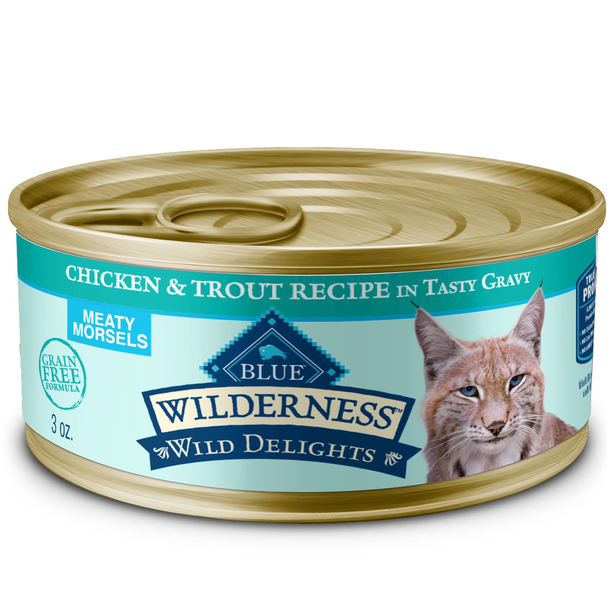 Blue Buffalo Wilderness Wild Delights Meaty Morsels Chicken Trout Canned Cat Food 3 oz