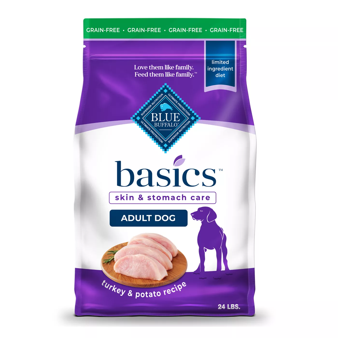 Product Blue Buffalo® Basics™ Skin & Stomach Care Adult Dog Dry Food - Grain Free, Turkey & Potato