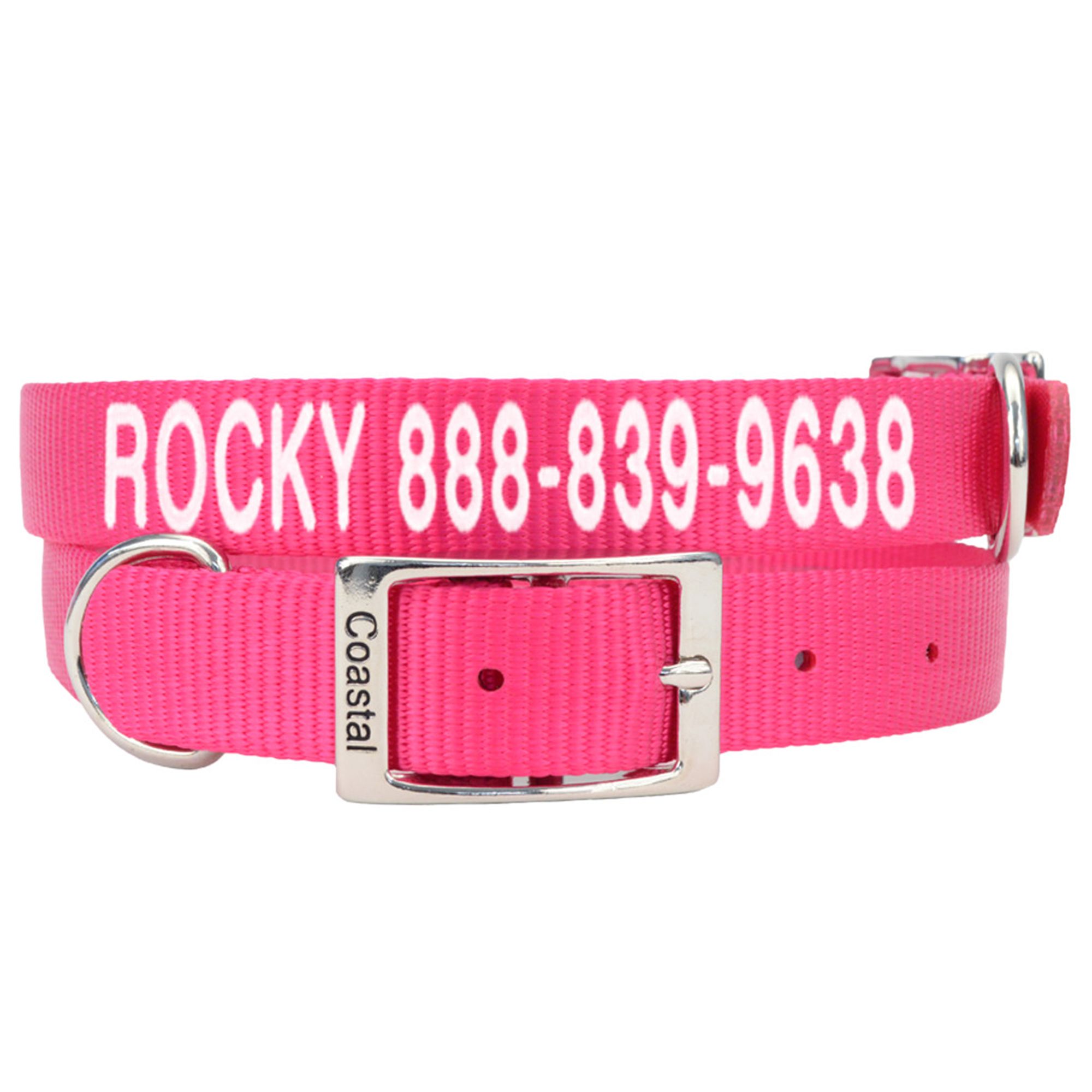 Coastal Pet Products Personalized Dog Collar in Neon Pink, Size: 12L x 0.375W | Nylon PetSmart