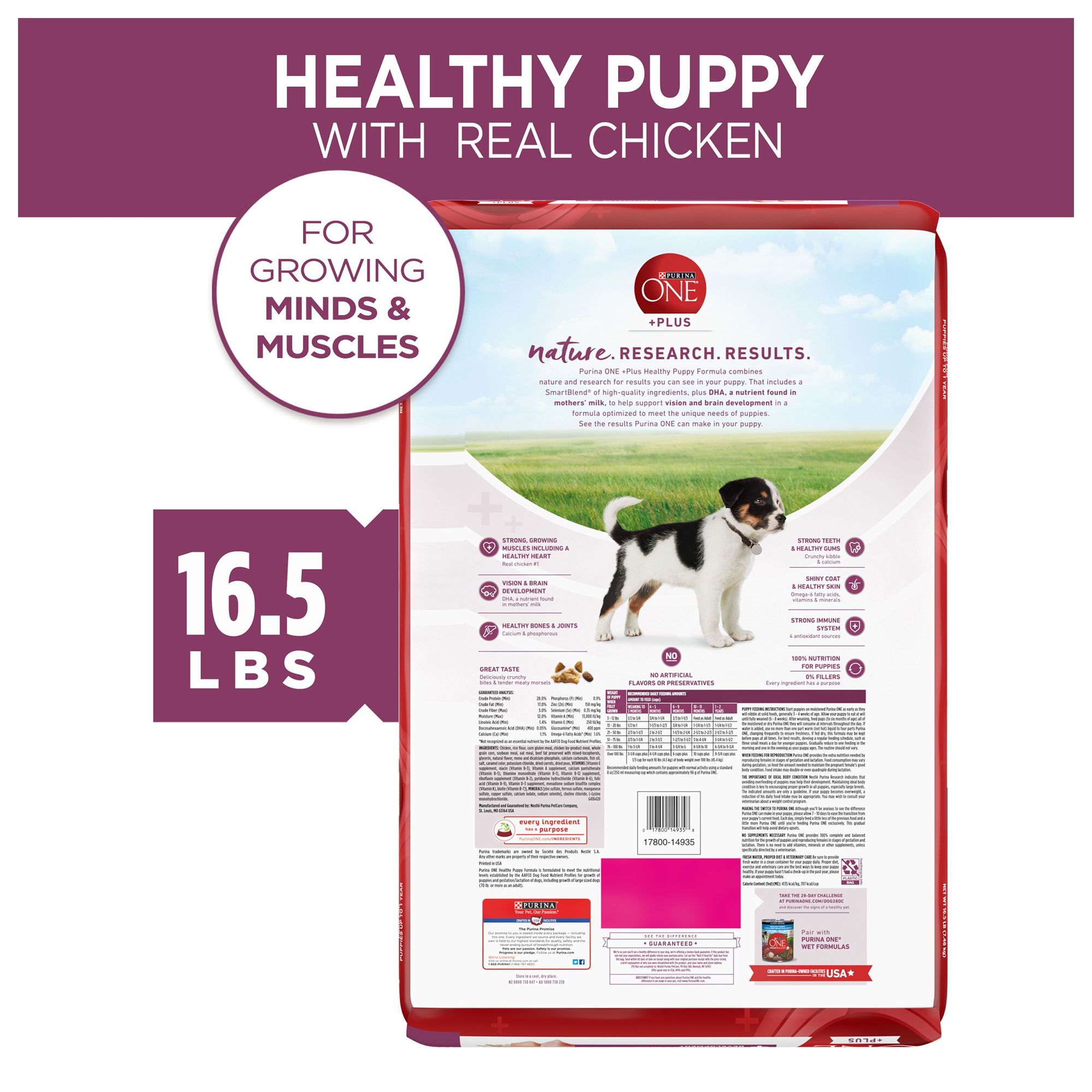 purina one puppy food serving size