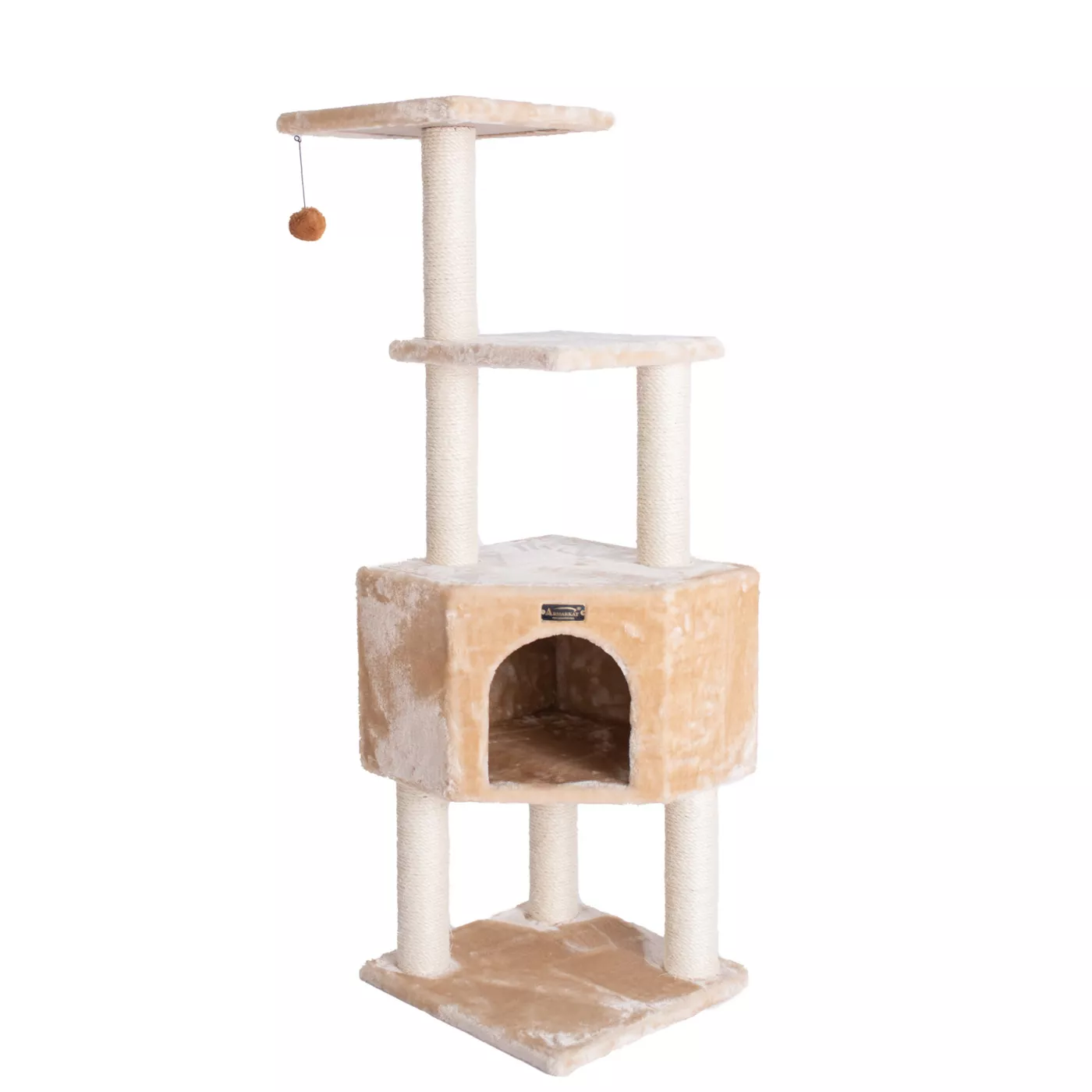 Product Armarkat 48-in Classic Faux Fur Real Wood Cat Tree With Top Perch For Kitty, Beige