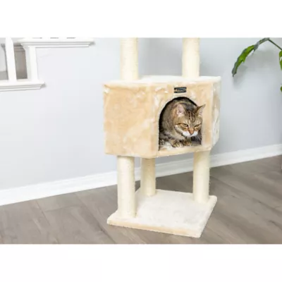 Armarkat 48-in Classic Faux Fur Real Wood Cat Tree With Top Perch For Kitty, Beige - Image 6