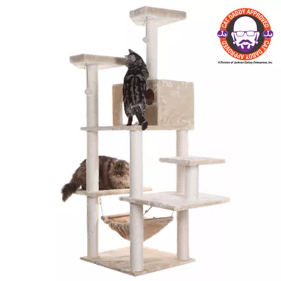 Product Armarkat 72-in Faux Fur Basket, Real Wood Condo & Cat Tree, Beige