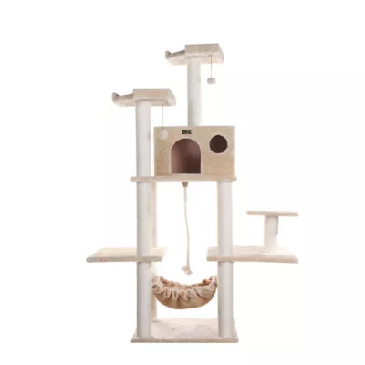 Product Armarkat 72-in Faux Fur Basket, Real Wood Condo & Cat Tree, Beige