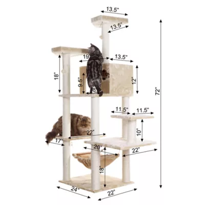 Product Armarkat 72-in Faux Fur Basket, Real Wood Condo & Cat Tree, Beige