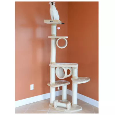 Product Armarkat 74-in Faux Fur Real Wood Condo & Cat Tree, Beige