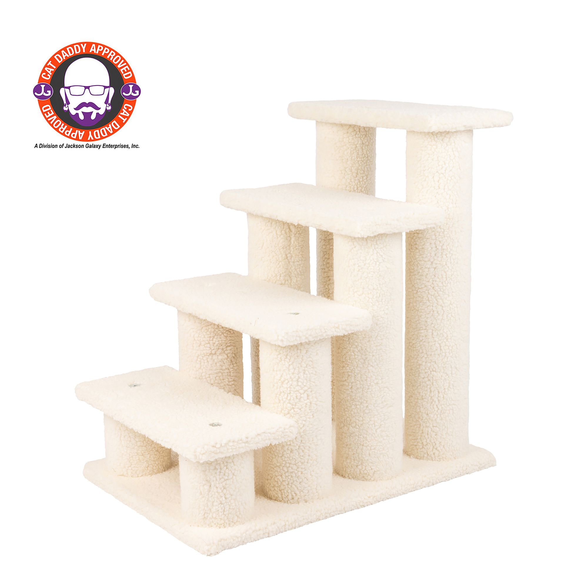 Armarkat 4 Steps Real Wood Pet Stairs Indoor Cat Stairway Step Ivory