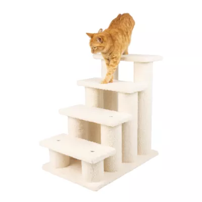 Armarkat 4 Steps Real Wood Pet Stairs Indoor Cat Stairway Step Ivory