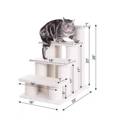 Product Armarkat 4 Steps Real Wood Pet Stairs Indoor Cat Stairway Step, Ivory