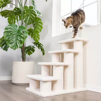 Product Armarkat 4 Steps Real Wood Pet Stairs Indoor Cat Stairway Step, Ivory