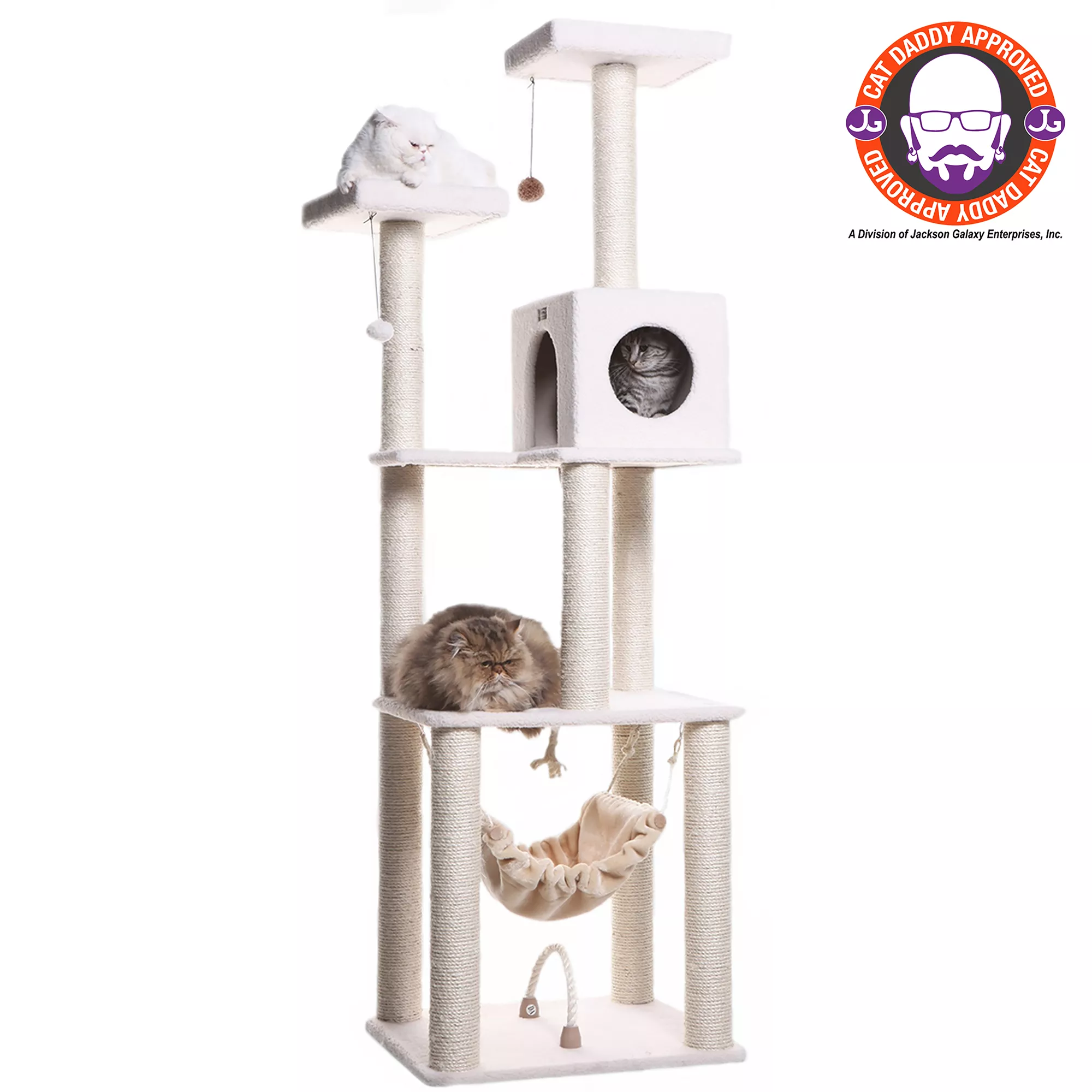 Armarkat 73-in Classic Faux Fleece Real Wood Cat Tree, Ivory