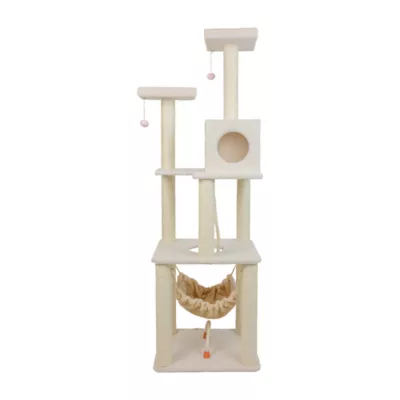 Product Armarkat 73-in Classic Faux Fleece Real Wood Cat Tree, Ivory