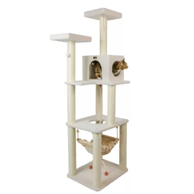 Product Armarkat 73-in Classic Faux Fleece Real Wood Cat Tree, Ivory