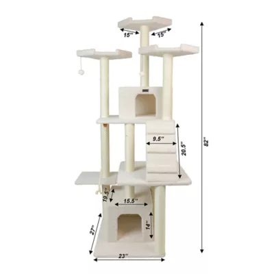 Product Armarkat 82-in Large Real Wood Cat Tree & Condo, Ivory