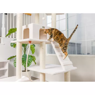 Product Armarkat 82-in Large Real Wood Cat Tree & Condo, Ivory