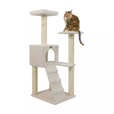 Product Armarkat 53-in Classic Faux Fleece Real Wood Cat Tree With Sisal Covered Scratching Post And Ladder,