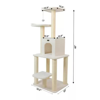 Product Armarkat 62-in Faux Fleece Real Wood Condo & Cat Tree, Ivory