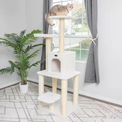 Product Armarkat 62-in Faux Fleece Real Wood Condo & Cat Tree, Ivory