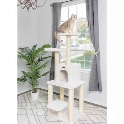 Product Armarkat 62-in Faux Fleece Real Wood Condo & Cat Tree, Ivory