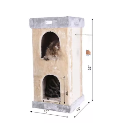 Product Armarkat 32-in Premium Double-Condo Real Wood Cat Tree, Beige