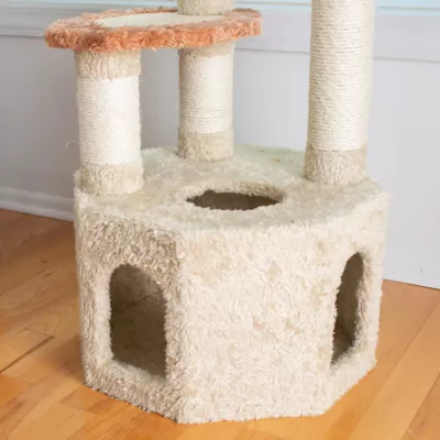 Product Armarkat 57-in Premium Carpeted Real Wood Cat Tree Medium Cat Condo House, Khaki