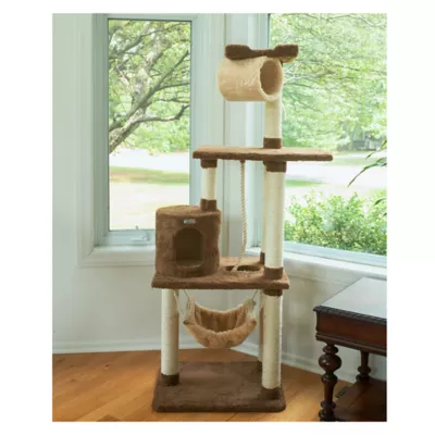 Product Armarkat 70-in Hammock, Rope Swing & Tunnel Real Wood Cat Tree, Tan