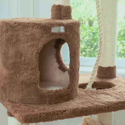 Product Armarkat 70-in Hammock, Rope Swing & Tunnel Real Wood Cat Tree, Tan