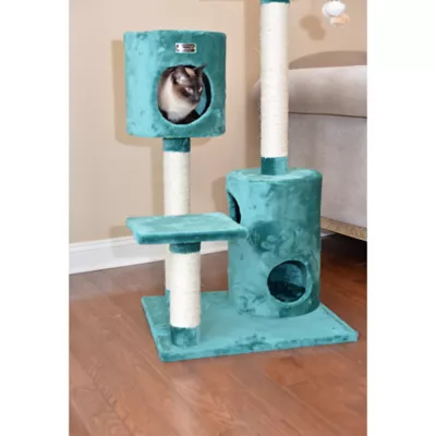 Product Armarkat 43-in Classic Faux Fur Real Wood Cat Tree, Dark Green