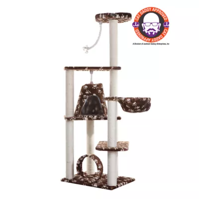 Product Armarkat 66-in Condo & Basket Real Wood Cat Tree With Sisal Scratching Post, Saddle Brown