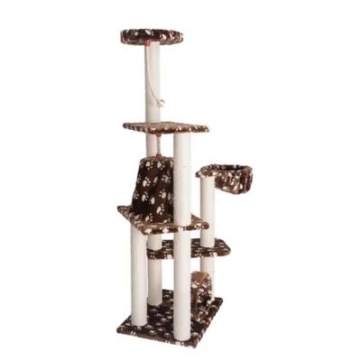 Armarkat 66-in Condo & Basket Real Wood Cat Tree With Sisal Scratching Post, Saddle Brown - Image 6